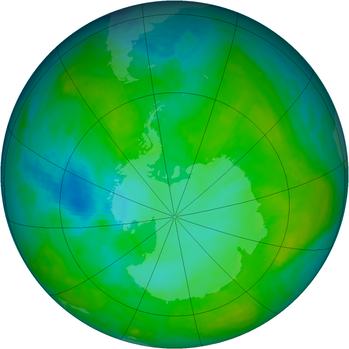 Antarctic ozone map for 23 January 1983